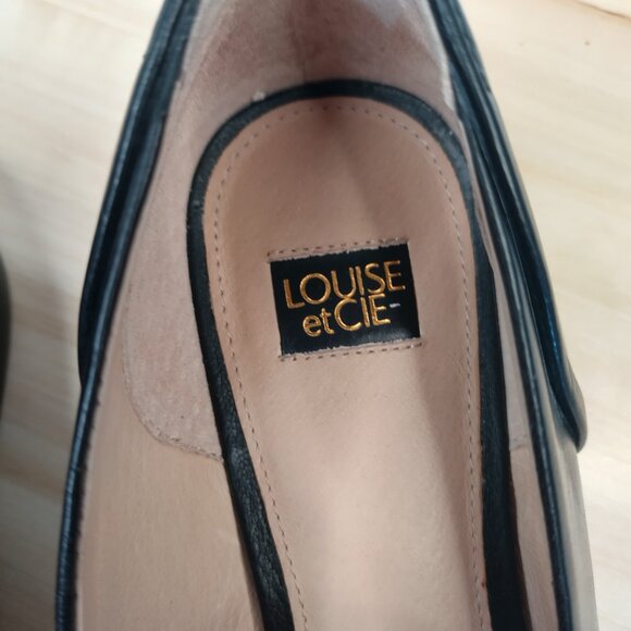 Louise et Cie Emlen Black Leather Square Toe Tortoise Chain Loafers Women US 8.5 - Picture 9 of 13